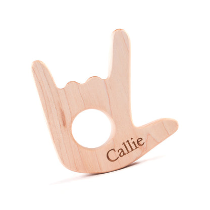 ASL I Love You Wood Teether
